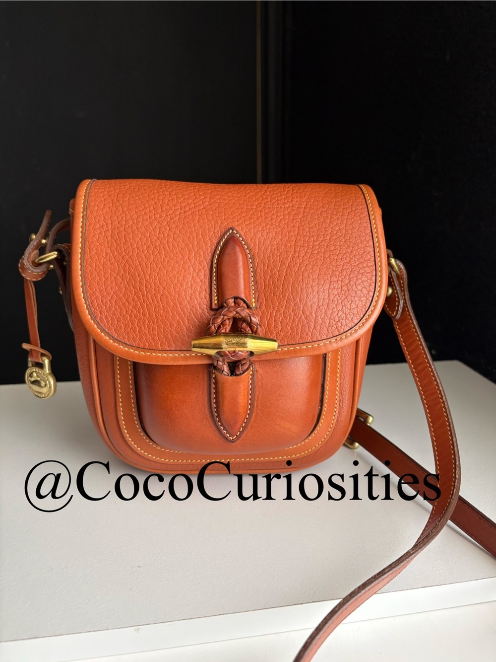 Dooney & Bourke awl British Tan Leather mini Outback Square Crossbody Bag
